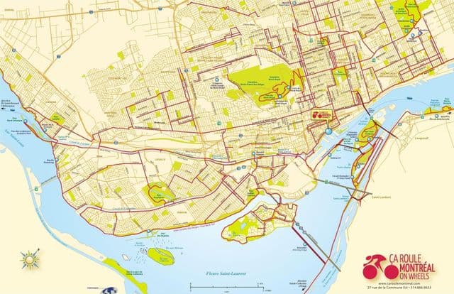 Mappa delle piste ciclabili di Montreal