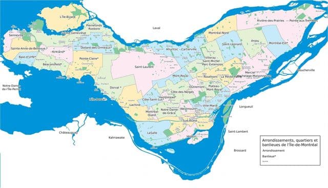 Mappa dei quartieri di Montreal