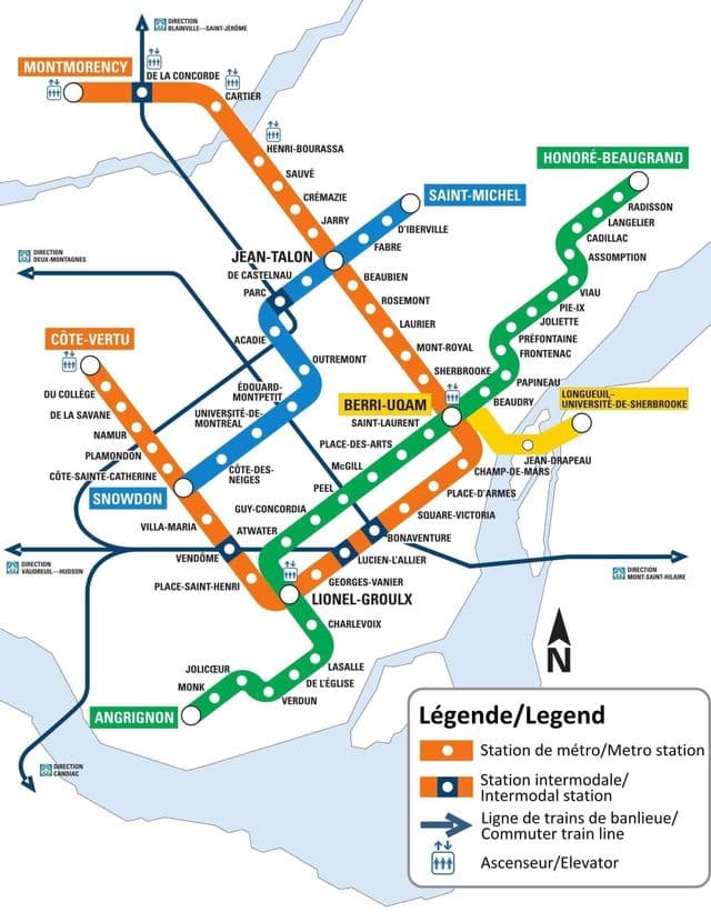 Mappa delle stazioni della metropolitana di Montreal