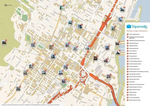 Mappa turistica di Montreal