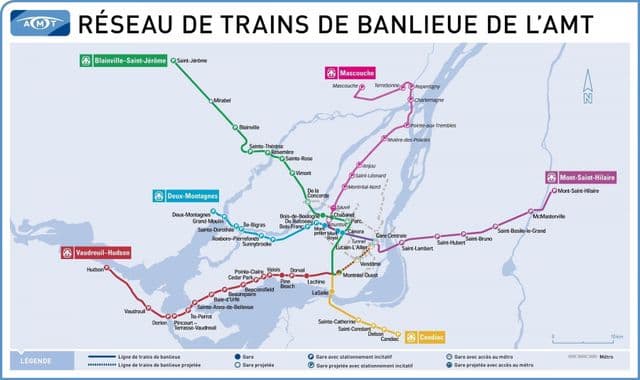 Mappa delle stazioni ferroviarie di Montreal