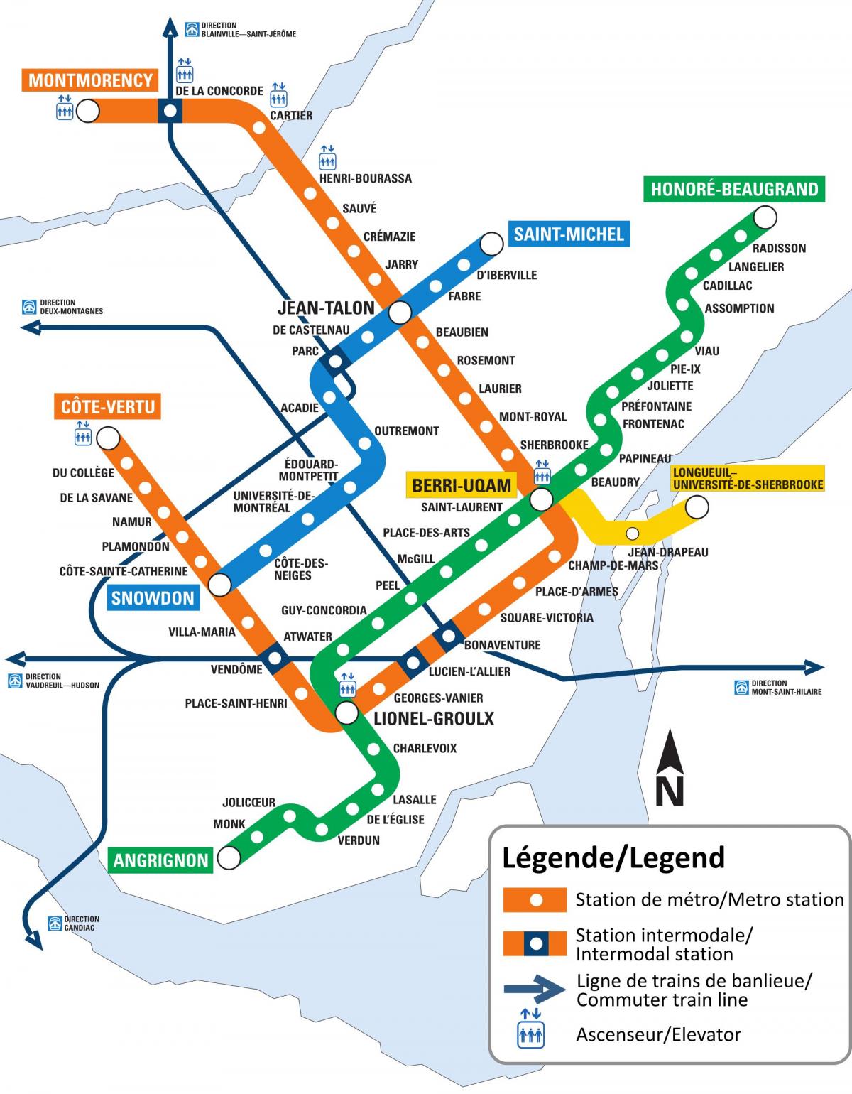 Mappa delle stazioni della metropolitana di Montreal