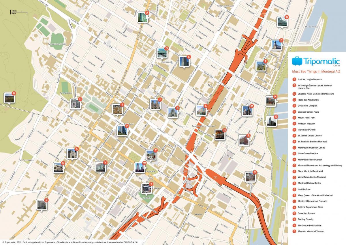 Mappa turistica di Montreal