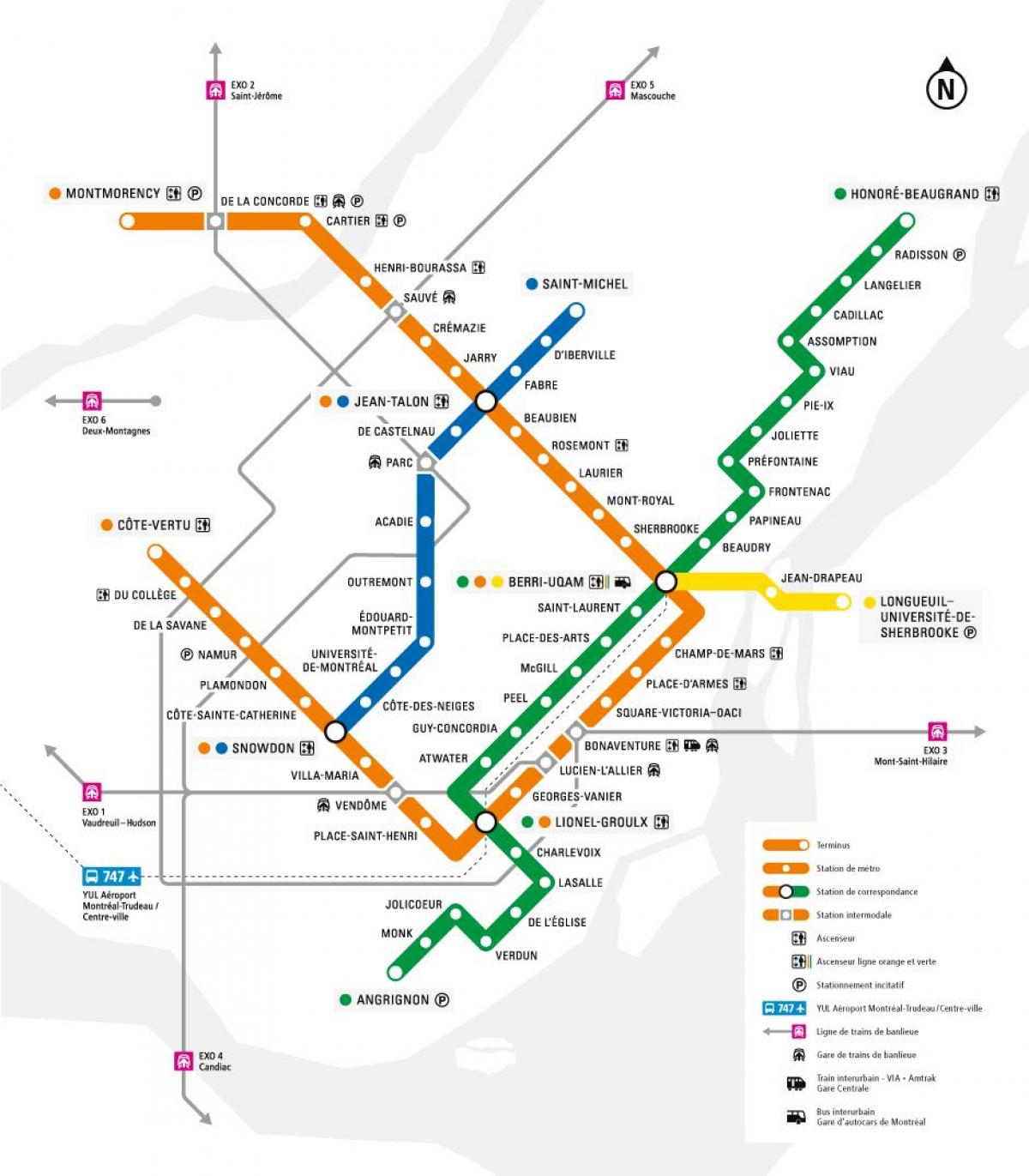 Mappa delle stazioni della metropolitana di Montreal