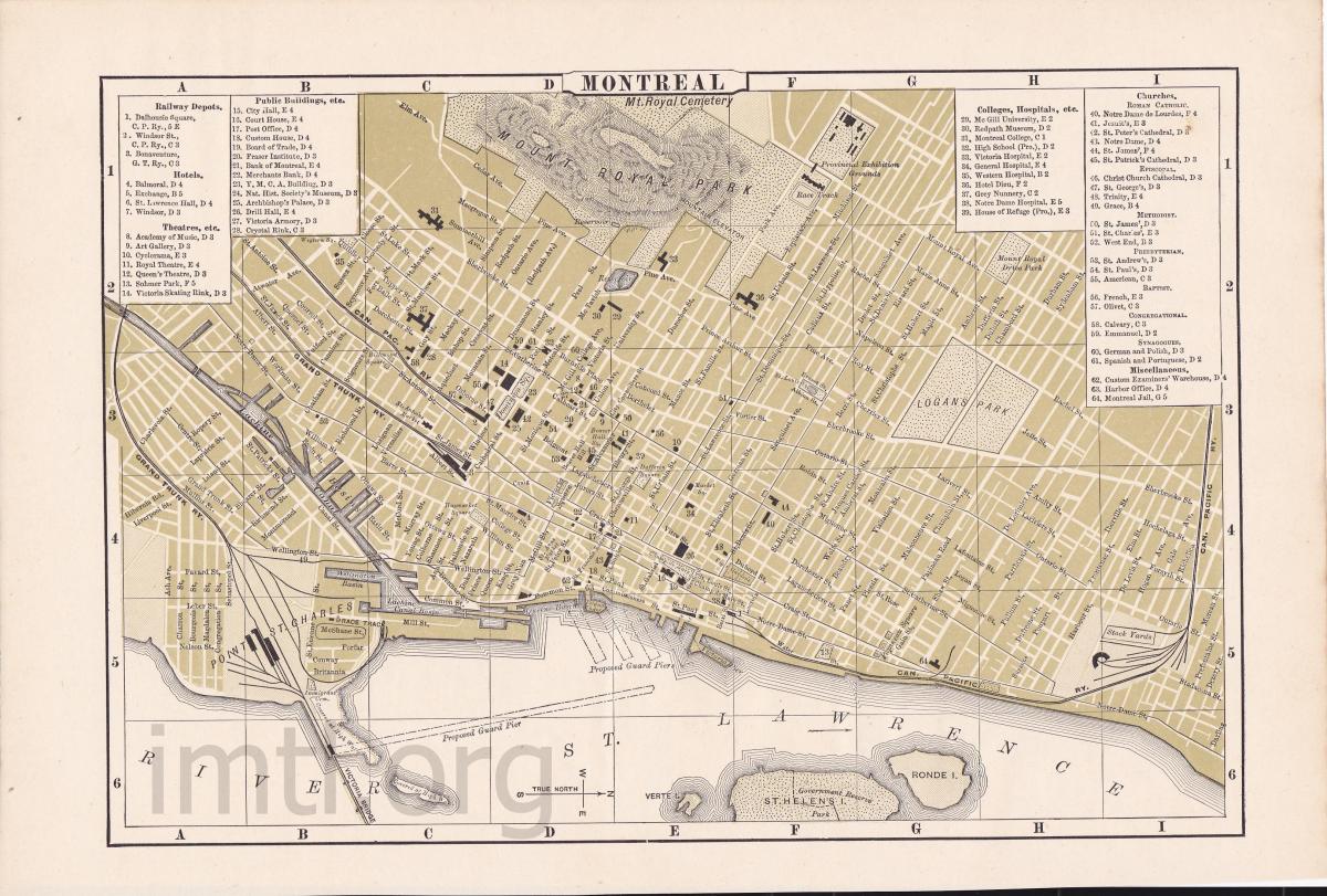 Mappa storica di Montreal
